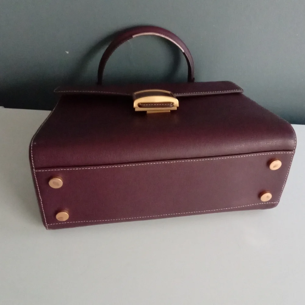 Kate Spade New York Burgundy Leather‎ Top Handle Satchel Bag Gold Hardware